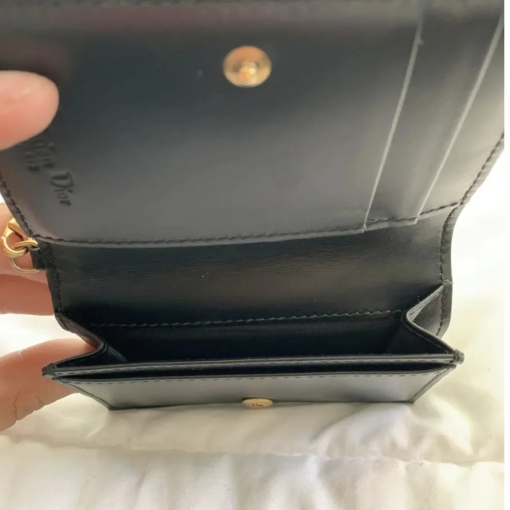 Dior Black Wallet with Gold Accents